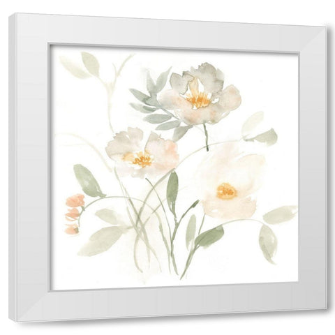 Whispering Petals II White Modern Wood Framed Art Print by Goldberger, Jennifer