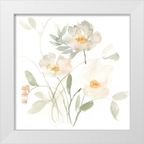 Whispering Petals II White Modern Wood Framed Art Print by Goldberger, Jennifer