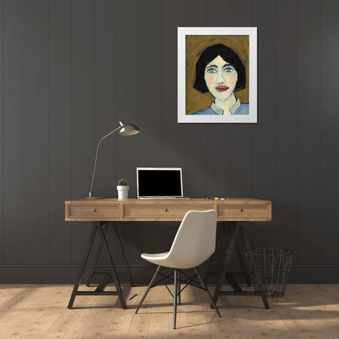 Green Eyed Girl II White Modern Wood Framed Art Print by Moore, Regina