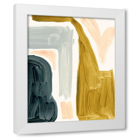 Brushy Shapes IV White Modern Wood Framed Art Print by Barnes, Victoria