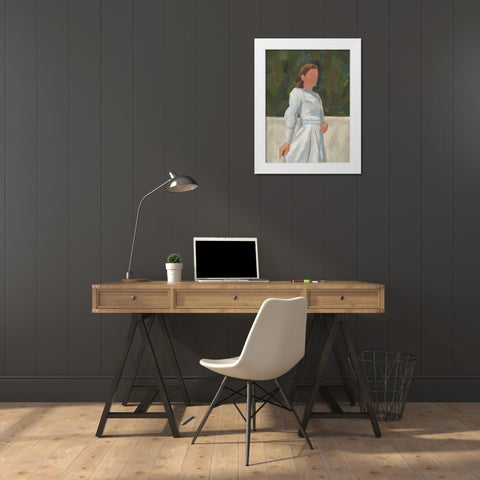 In the Garden I White Modern Wood Framed Art Print by Green, Jacob
