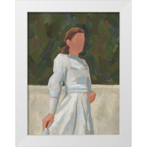 In the Garden I White Modern Wood Framed Art Print by Green, Jacob