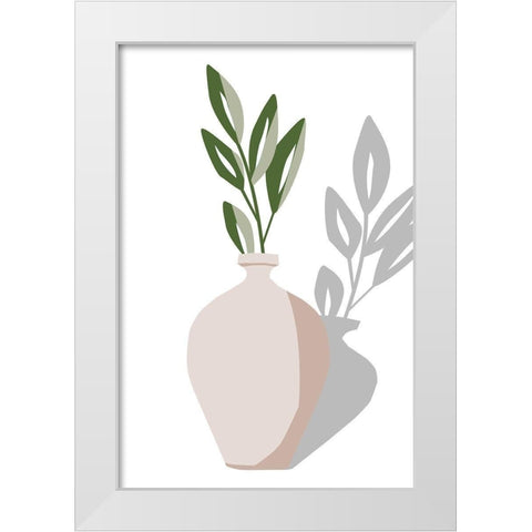 Vase and Stem V White Modern Wood Framed Art Print by Wang, Melissa