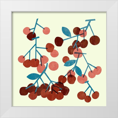 Sweet Cherries II White Modern Wood Framed Art Print by Wang, Melissa