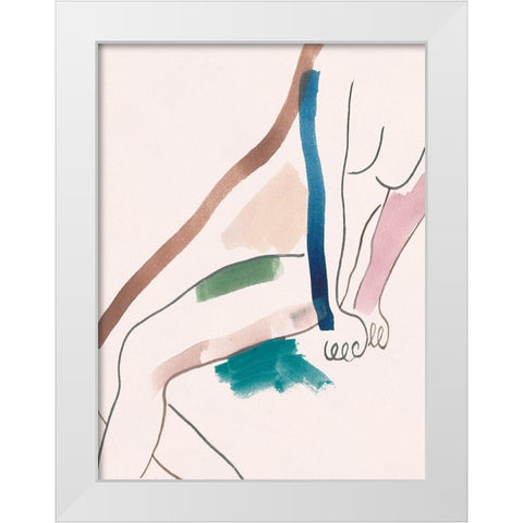 Seated Female Figure I White Modern Wood Framed Art Print by Wang, Melissa