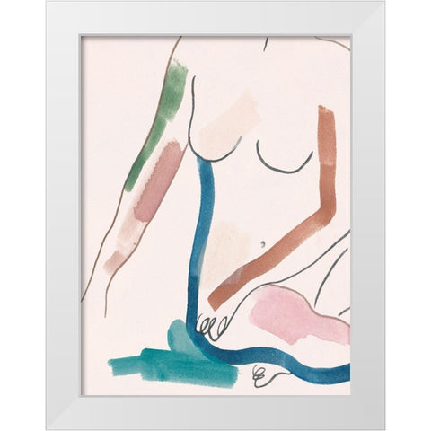 Seated Female Figure IV White Modern Wood Framed Art Print by Wang, Melissa