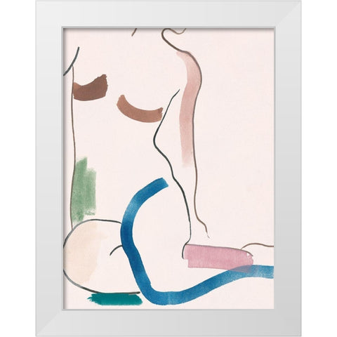 Seated Female Figure V White Modern Wood Framed Art Print by Wang, Melissa