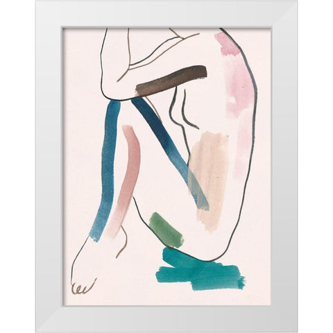 Seated Female Figure VI White Modern Wood Framed Art Print by Wang, Melissa