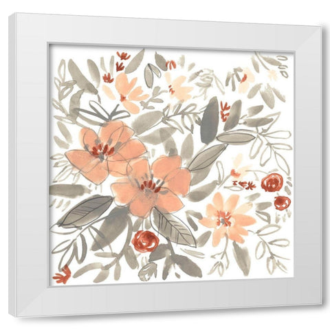 Peach and Rust Blooms I White Modern Wood Framed Art Print by Goldberger, Jennifer