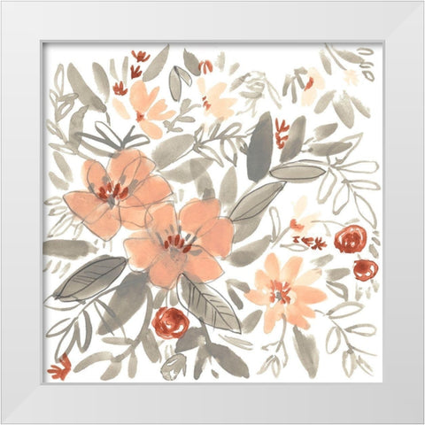 Peach and Rust Blooms I White Modern Wood Framed Art Print by Goldberger, Jennifer