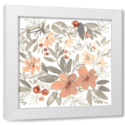 Peach and Rust Blooms II White Modern Wood Framed Art Print by Goldberger, Jennifer