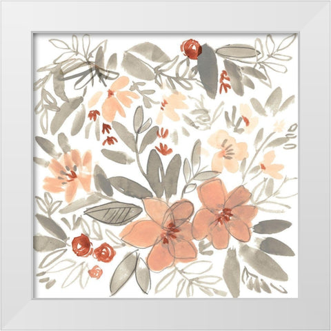 Peach and Rust Blooms II White Modern Wood Framed Art Print by Goldberger, Jennifer