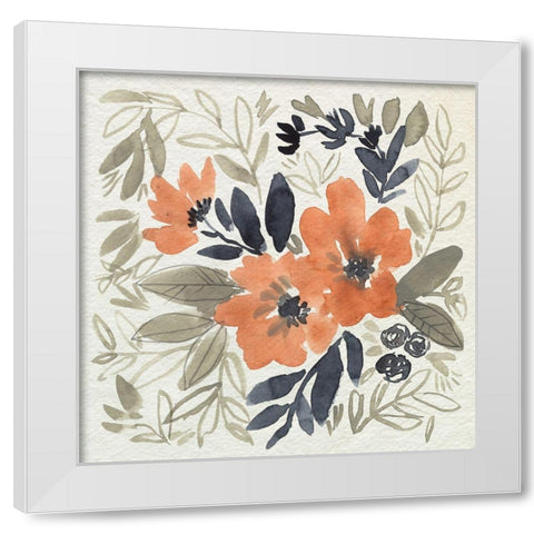 Sienna and Paynes Flowers I White Modern Wood Framed Art Print by Goldberger, Jennifer