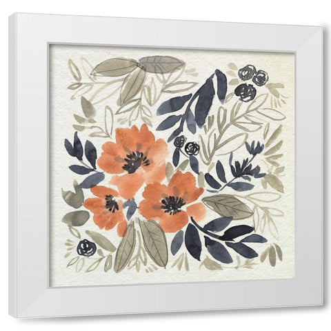 Sienna and Paynes Flowers II White Modern Wood Framed Art Print by Goldberger, Jennifer