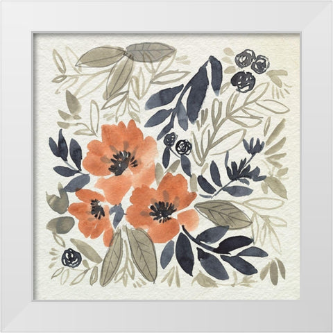 Sienna and Paynes Flowers II White Modern Wood Framed Art Print by Goldberger, Jennifer