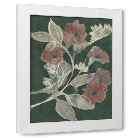 Blooms on Hunter Green I White Modern Wood Framed Art Print by Goldberger, Jennifer