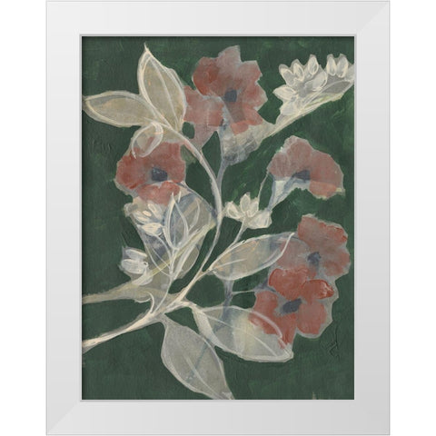 Blooms on Hunter Green I White Modern Wood Framed Art Print by Goldberger, Jennifer