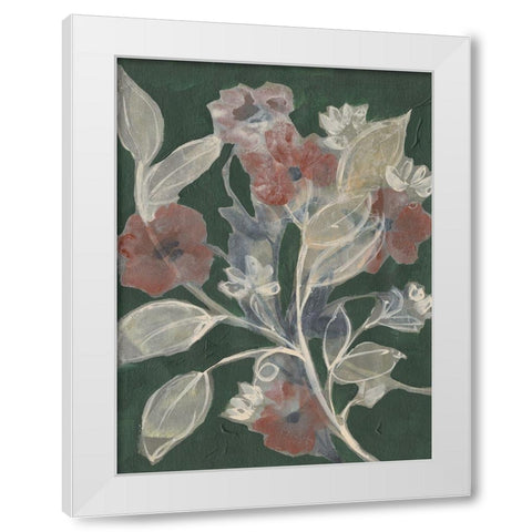 Blooms on Hunter Green II White Modern Wood Framed Art Print by Goldberger, Jennifer