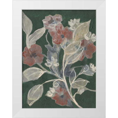 Blooms on Hunter Green II White Modern Wood Framed Art Print by Goldberger, Jennifer