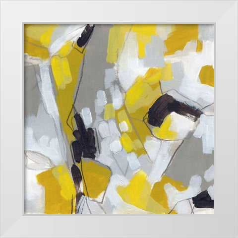 Citron Confetti I White Modern Wood Framed Art Print by Vess, June Erica