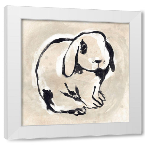 Antique Rabbit III White Modern Wood Framed Art Print by Vess, June Erica
