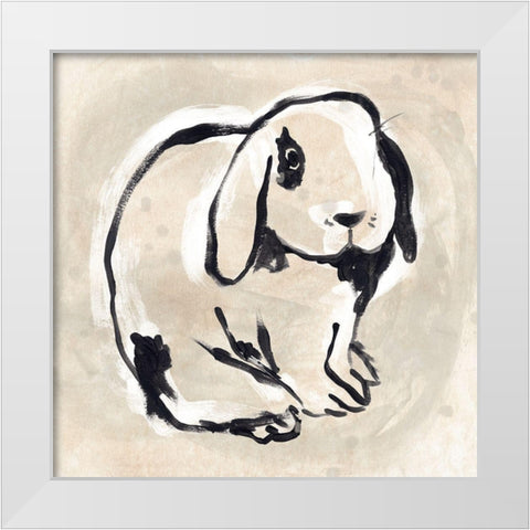 Antique Rabbit III White Modern Wood Framed Art Print by Vess, June Erica