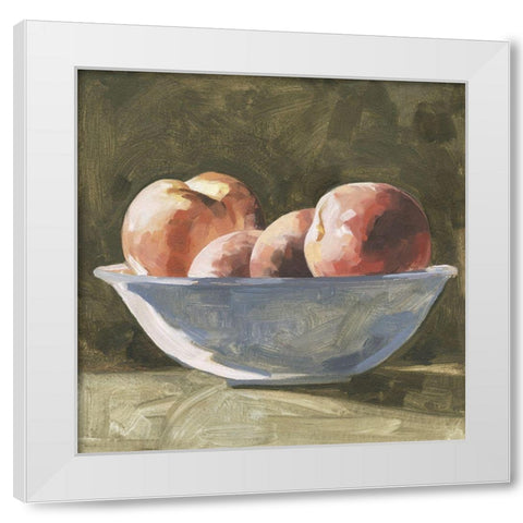 Bowl of Peaches I White Modern Wood Framed Art Print by Caroline, Emma
