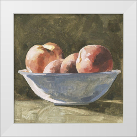 Bowl of Peaches I White Modern Wood Framed Art Print by Caroline, Emma