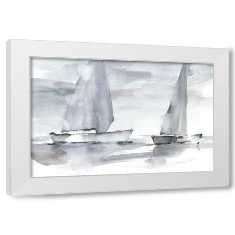 Misty Sails II White Modern Wood Framed Art Print by Harper, Ethan
