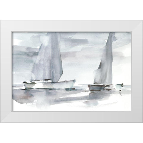 Misty Sails II White Modern Wood Framed Art Print by Harper, Ethan