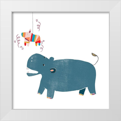 Party Animals II White Modern Wood Framed Art Print by Vess, June Erica