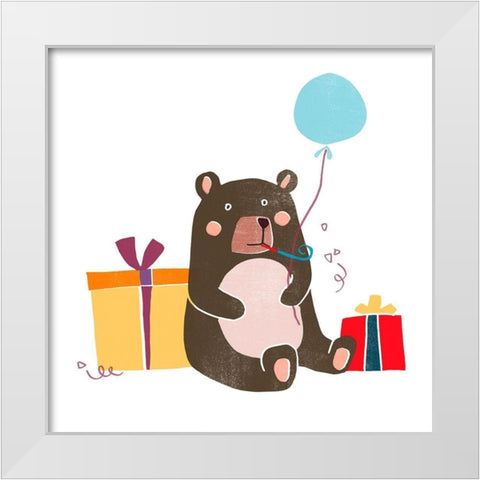 Party Animals III White Modern Wood Framed Art Print by Vess, June Erica