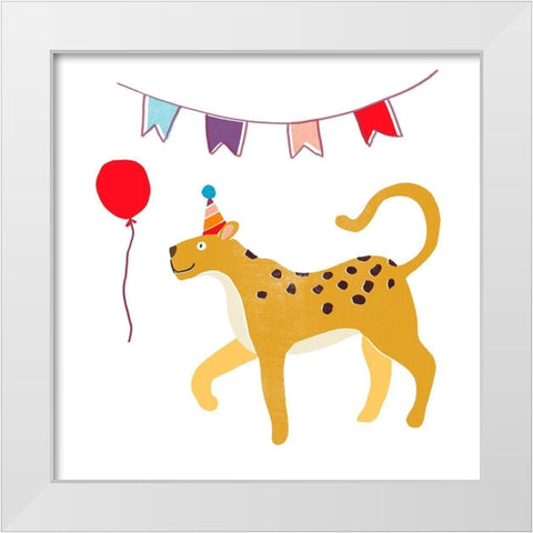 Party Animals IV White Modern Wood Framed Art Print by Vess, June Erica