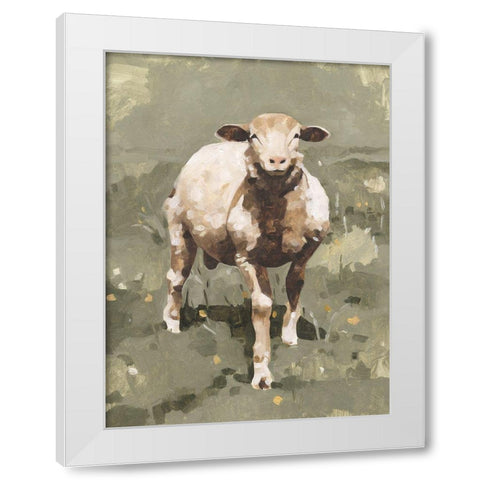 Spring Sheep II White Modern Wood Framed Art Print by Caroline, Emma