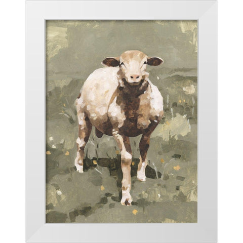 Spring Sheep II White Modern Wood Framed Art Print by Caroline, Emma