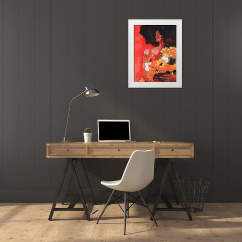 Through the Flowers I White Modern Wood Framed Art Print by Parker, Jennifer Paxton