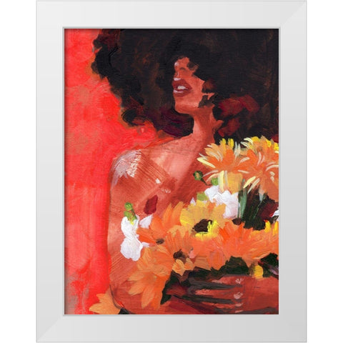 Through the Flowers I White Modern Wood Framed Art Print by Parker, Jennifer Paxton
