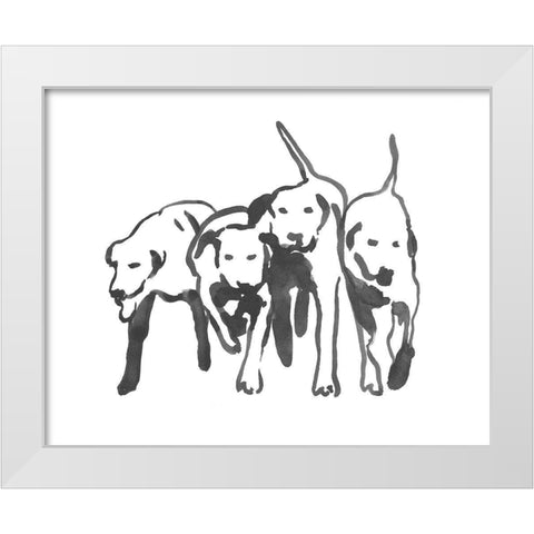 Dogs on a Jog II White Modern Wood Framed Art Print by Caroline, Emma