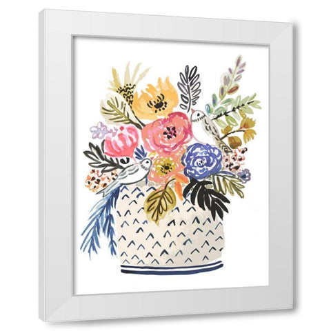 Painted Vase of Flowers II White Modern Wood Framed Art Print by Fields, Karen