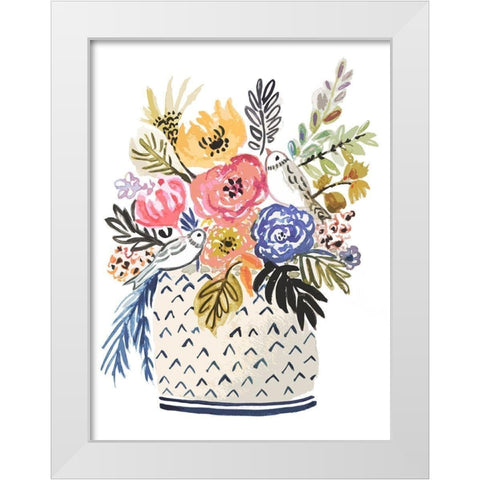 Painted Vase of Flowers II White Modern Wood Framed Art Print by Fields, Karen