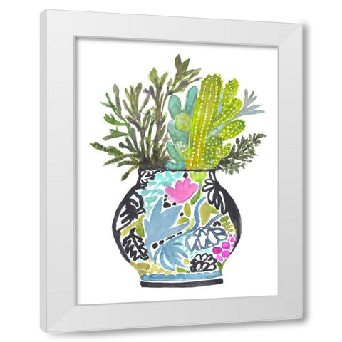 Painted Vase of Flowers IV White Modern Wood Framed Art Print by Fields, Karen