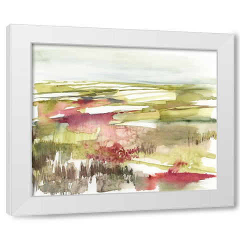 Burgundy Flower Horizon II White Modern Wood Framed Art Print by Goldberger, Jennifer