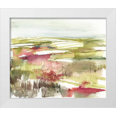 Burgundy Flower Horizon II White Modern Wood Framed Art Print by Goldberger, Jennifer