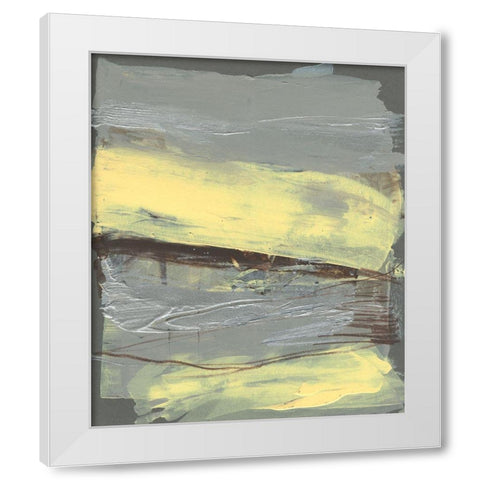 Lemon and Silver Swipe II White Modern Wood Framed Art Print by Goldberger, Jennifer