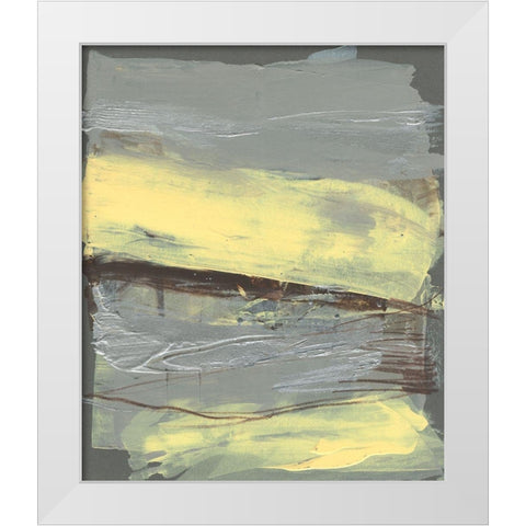 Lemon and Silver Swipe II White Modern Wood Framed Art Print by Goldberger, Jennifer