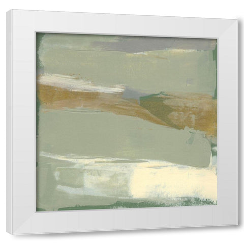 Sage and Gold Swipe III White Modern Wood Framed Art Print by Goldberger, Jennifer