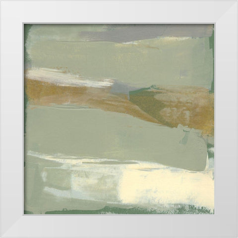 Sage and Gold Swipe III White Modern Wood Framed Art Print by Goldberger, Jennifer