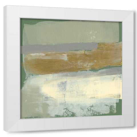 Sage and Gold Swipe IV White Modern Wood Framed Art Print by Goldberger, Jennifer