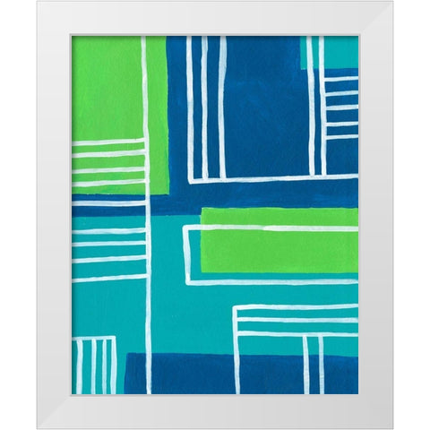 On the Line I White Modern Wood Framed Art Print by Moore, Regina