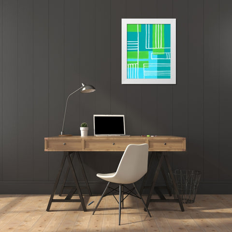 On the Line V White Modern Wood Framed Art Print by Moore, Regina